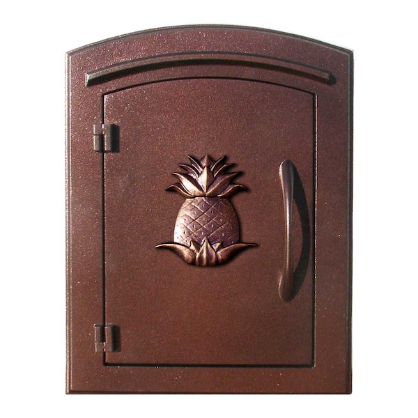 Qualarc Drop Chute Mailbox w/dec. Pineapple Logo Faceplate, Antique Copper MAN-S-1405-AC - main